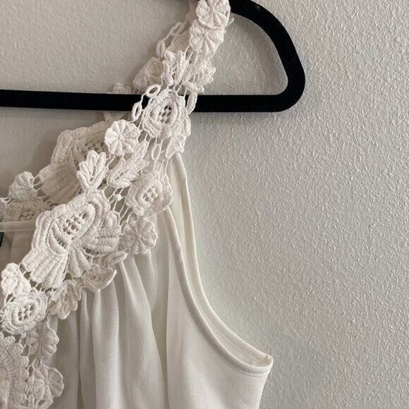 Kut from the Kloth Medium Tank Top Cami Eyelet Lace White Y2K Boho Cottage - Picture 3 of 8